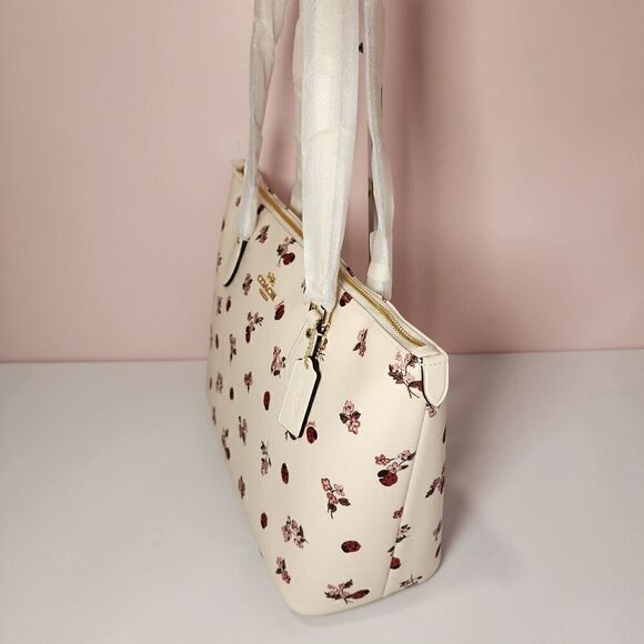 NWT Coach CU271 Gallery Tote Ladybug Floral Print Zip Top Bag Purse - Picture 2 of 5